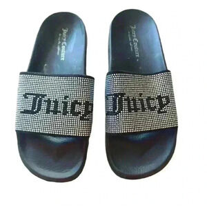 Juicy Couture Womens Black And Silver Wander Slides 9